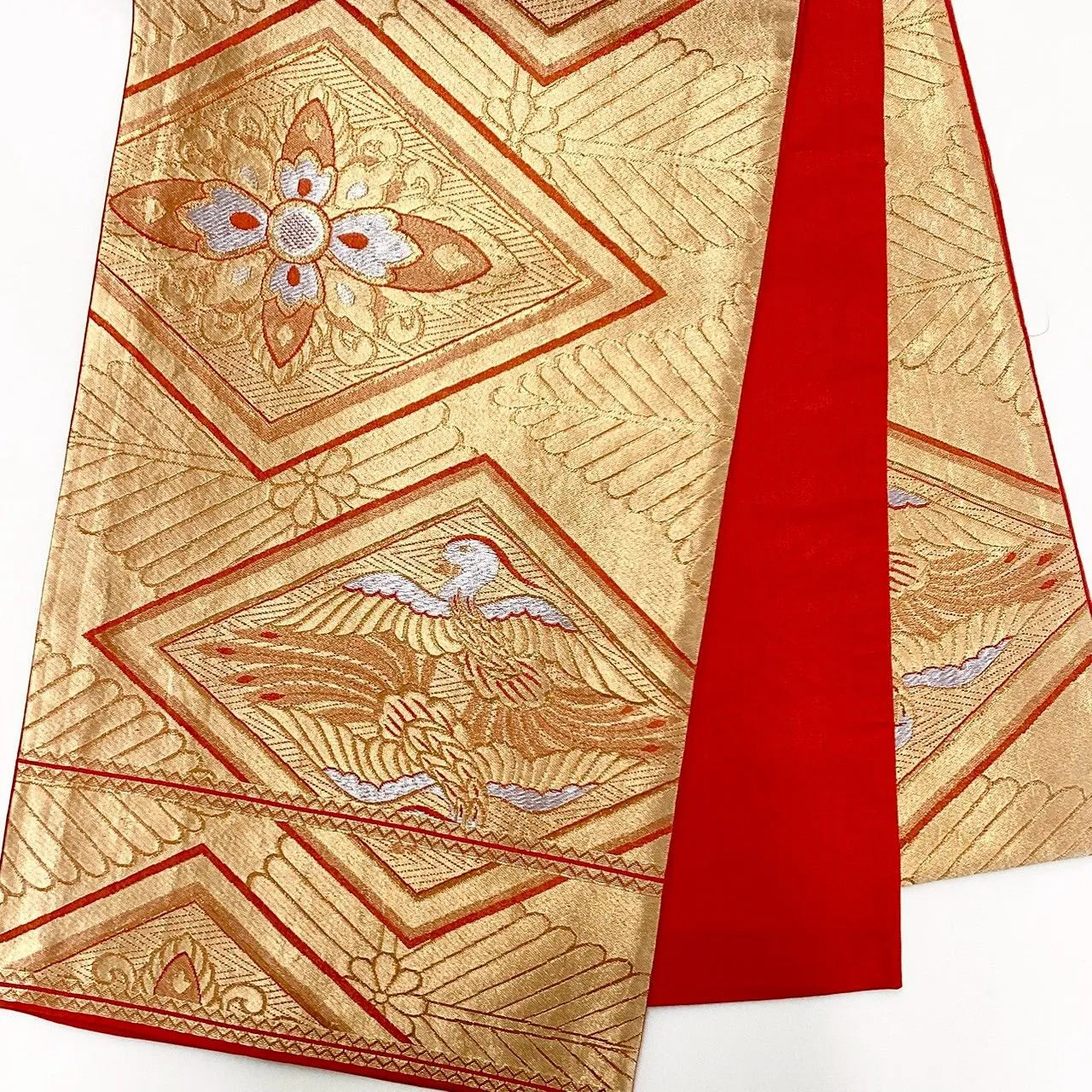 6993# Japanese Vintage Fukuro Obi Belt Kimono Fabric Silk Traditional Untailored