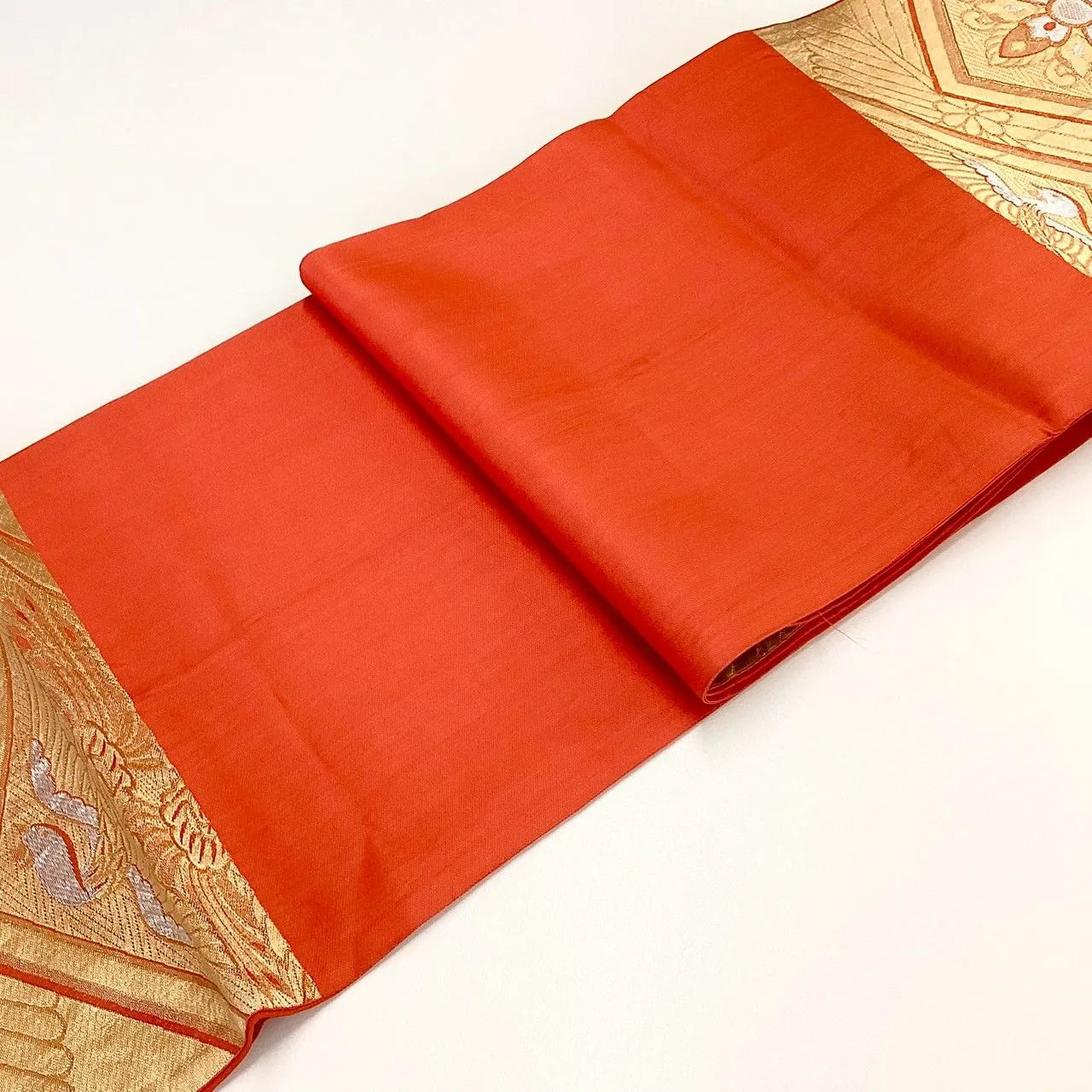 6993# Japanese Vintage Fukuro Obi Belt Kimono Fabric Silk Traditional Untailored