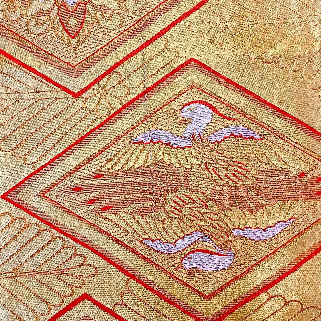 6993# Japanese Vintage Fukuro Obi Belt Kimono Fabric Silk Traditional Untailored