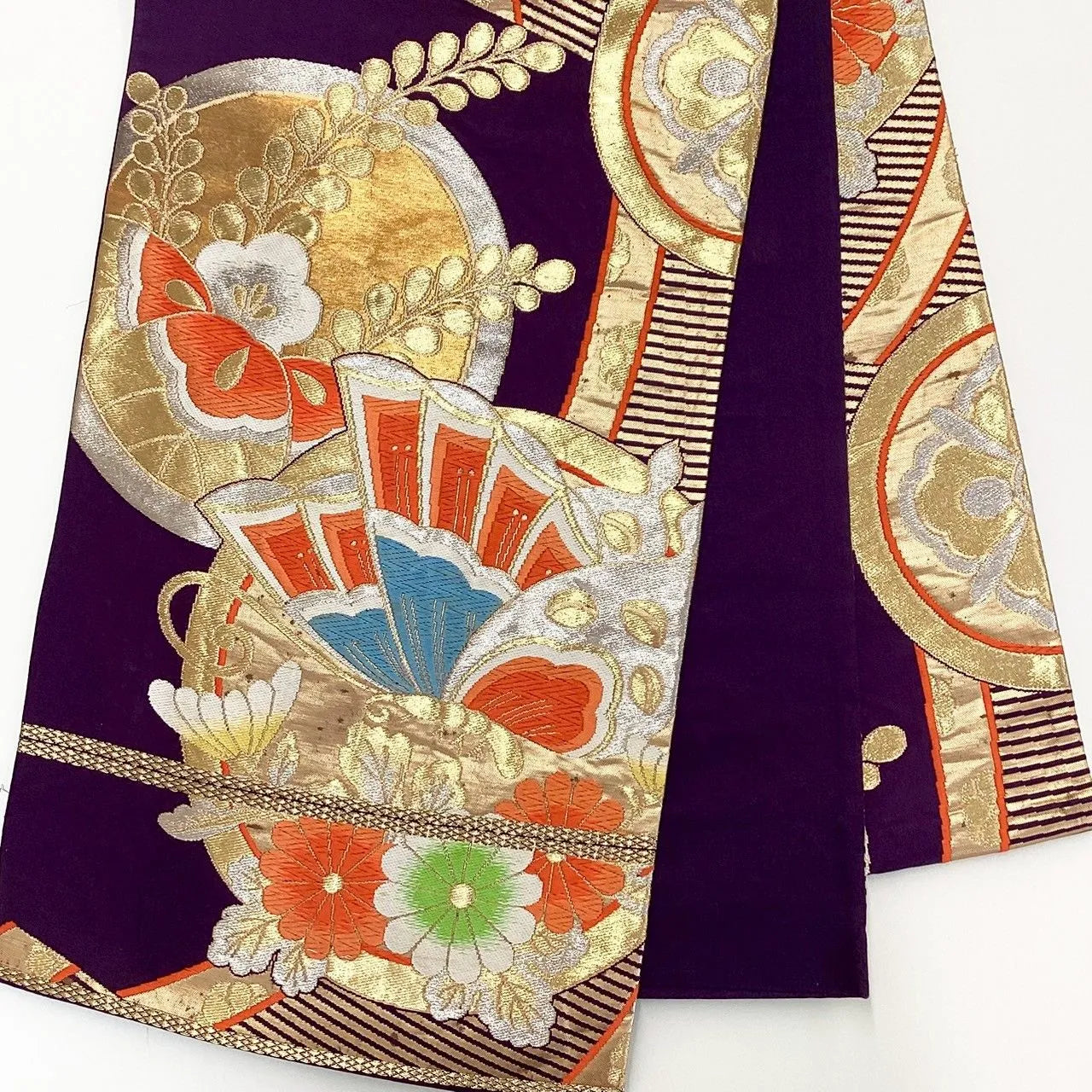 6996# Japanese Vintage Fukuro Obi Belt Kimono Fabric Silk Traditional