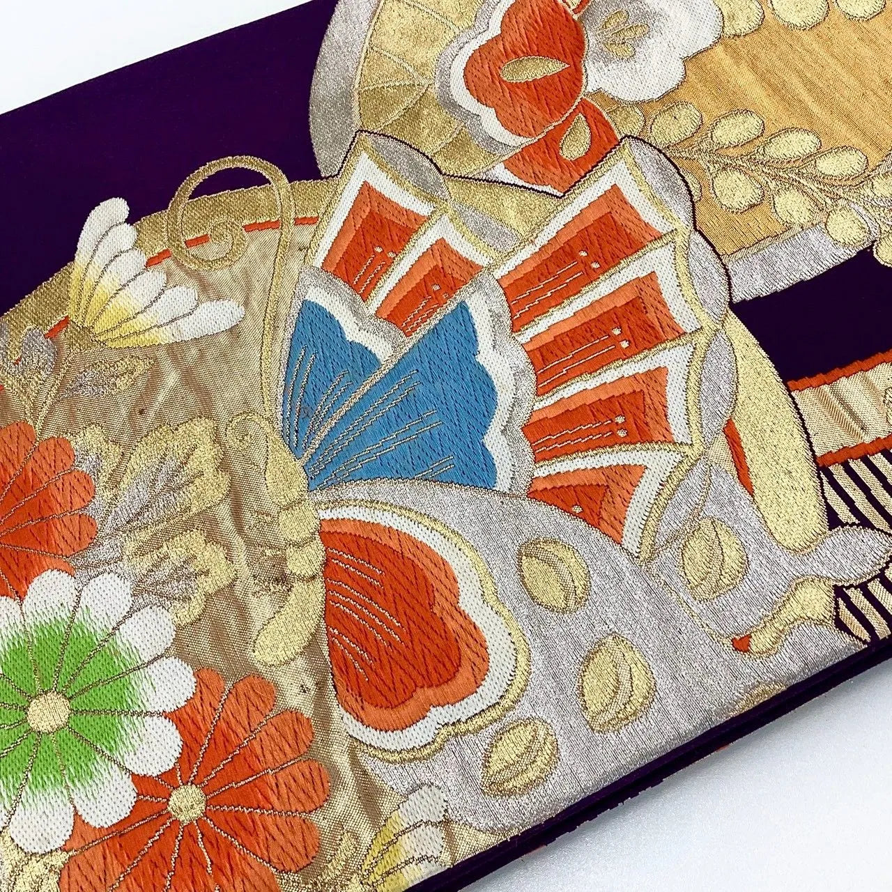 6996# Japanese Vintage Fukuro Obi Belt Kimono Fabric Silk Traditional