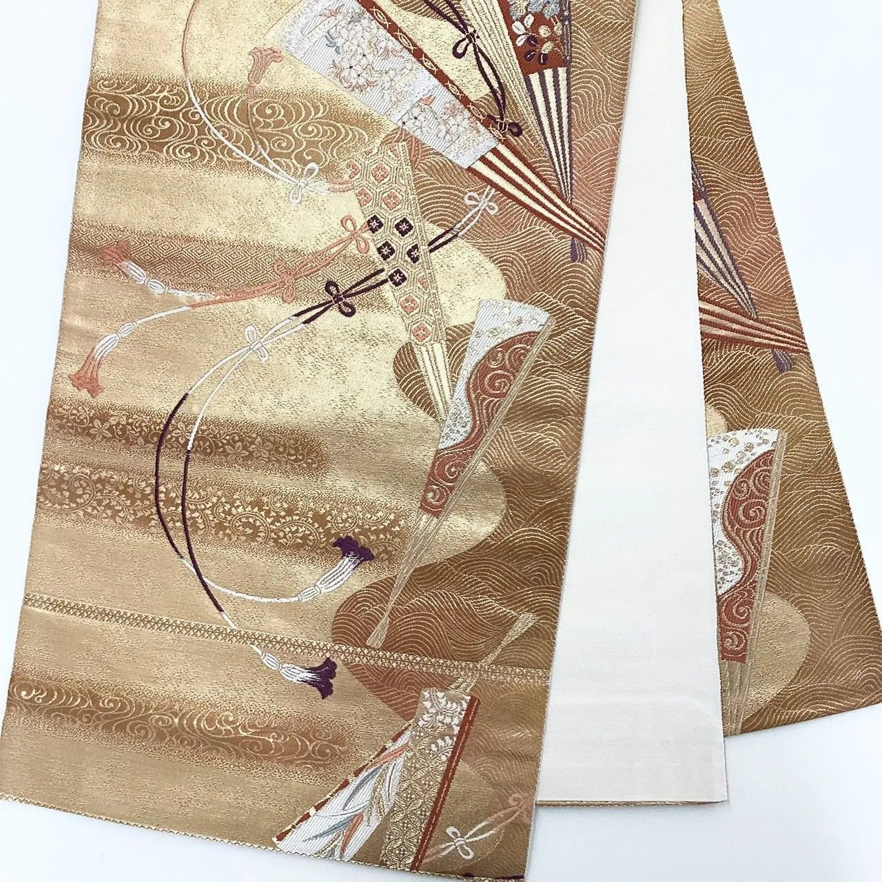 6999# Japanese Vintage Fukuro Obi Belt Kimono Fabric Silk Traditional