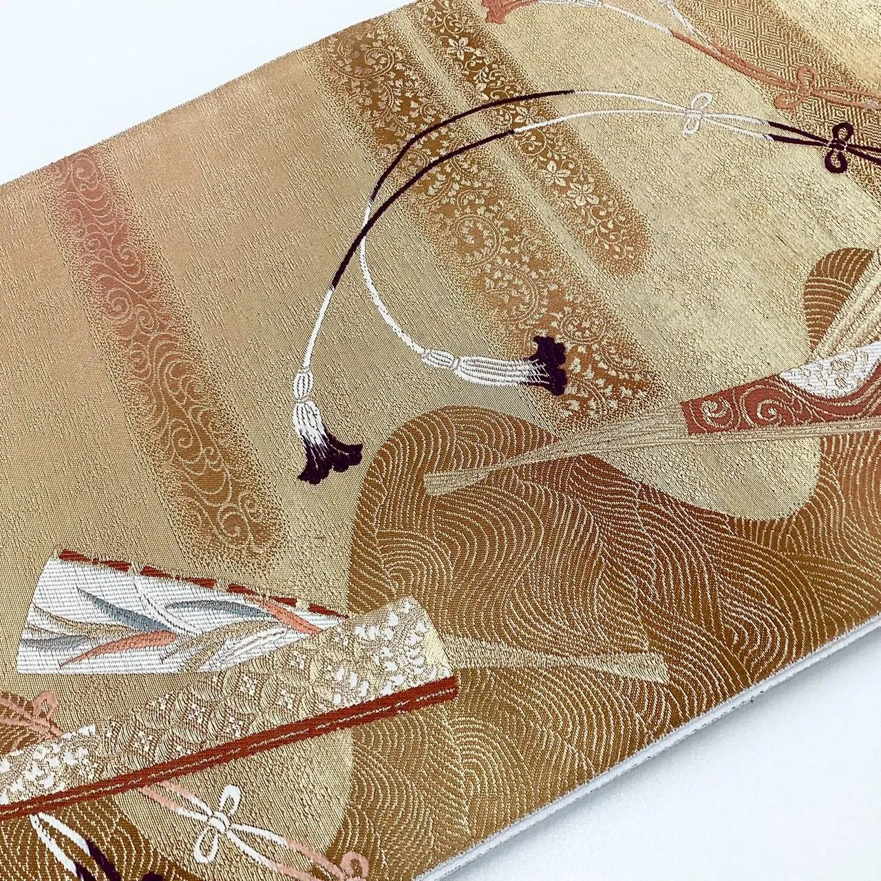 6999# Japanese Vintage Fukuro Obi Belt Kimono Fabric Silk Traditional