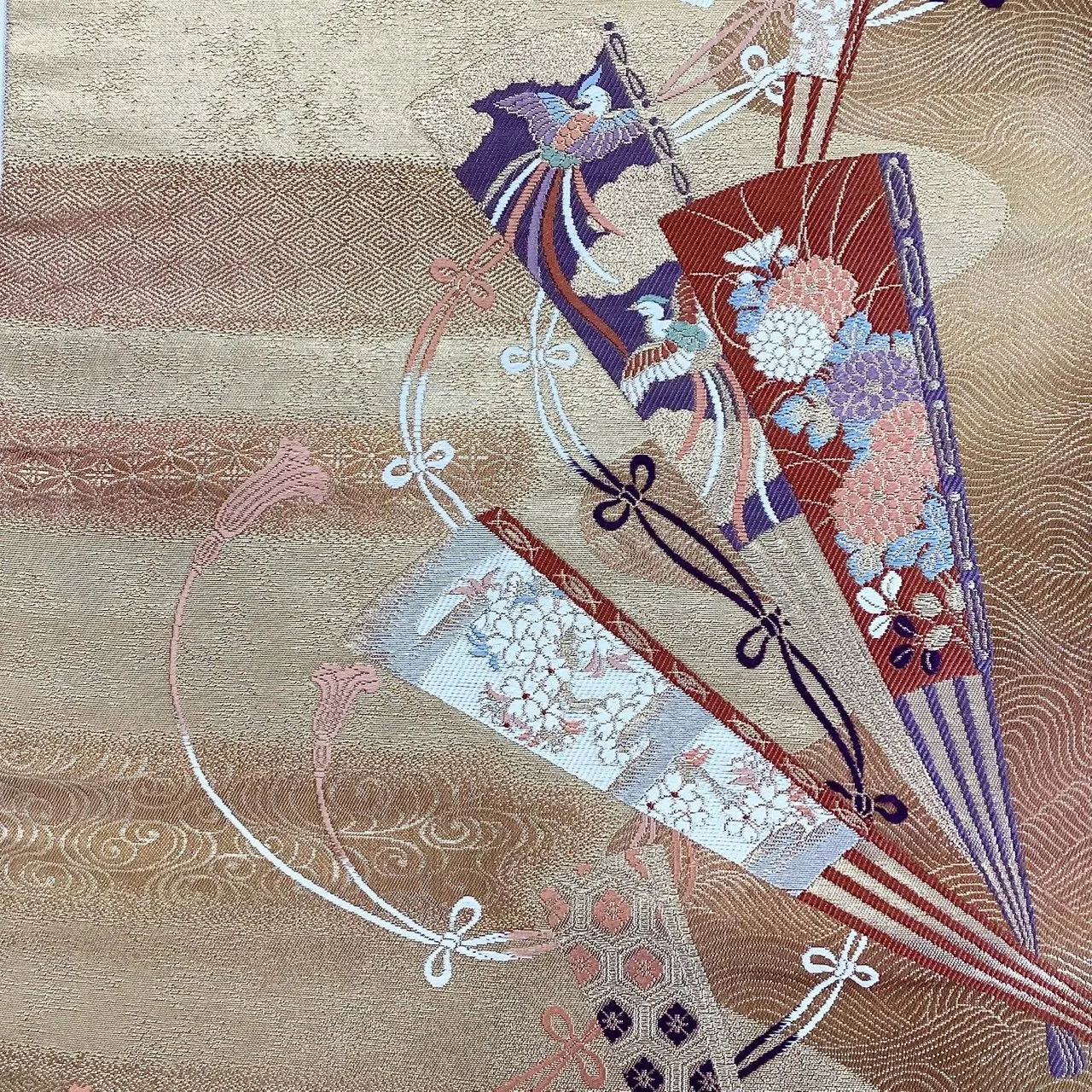 6999# Japanese Vintage Fukuro Obi Belt Kimono Fabric Silk Traditional