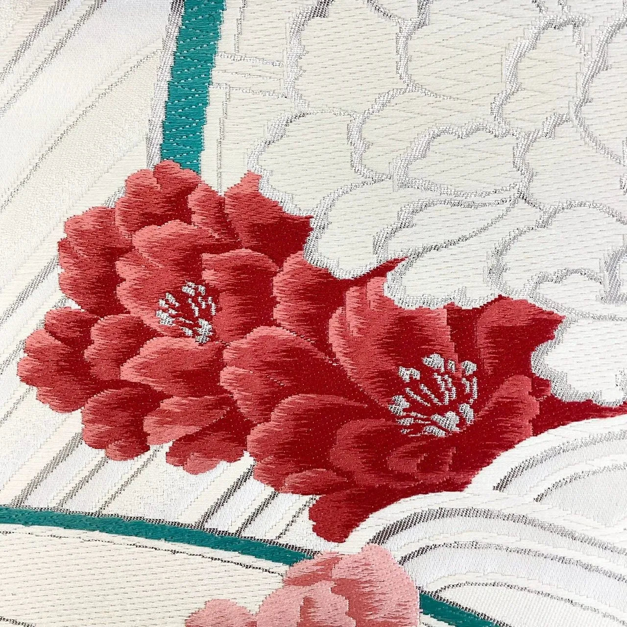 7003# Japanese Vintage Fukuro Obi Belt Kimono Fabric Silk Traditional Embroidery