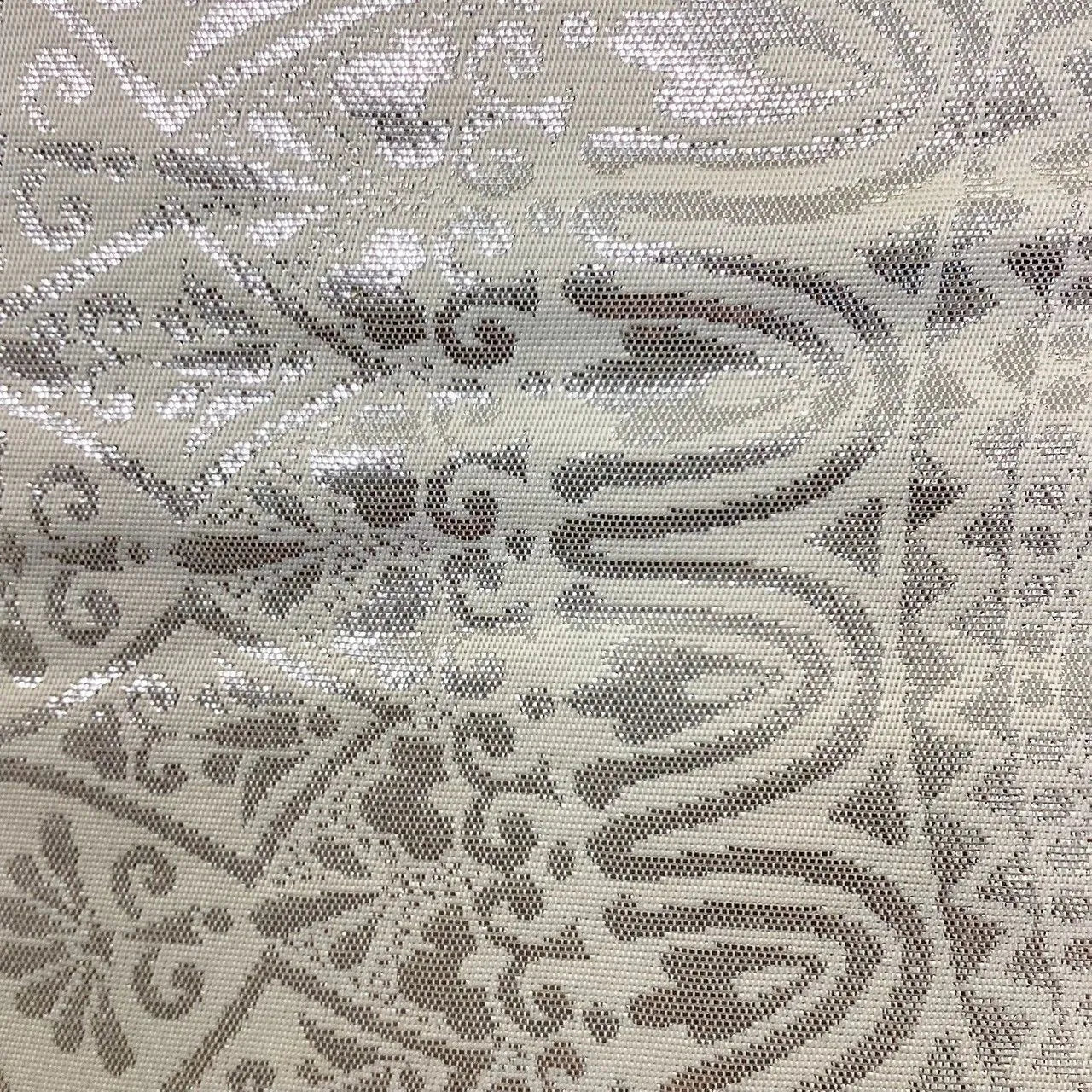 7005# Japanese Vintage Fukuro Obi Belt Kimono Fabric Silk Traditional Silver