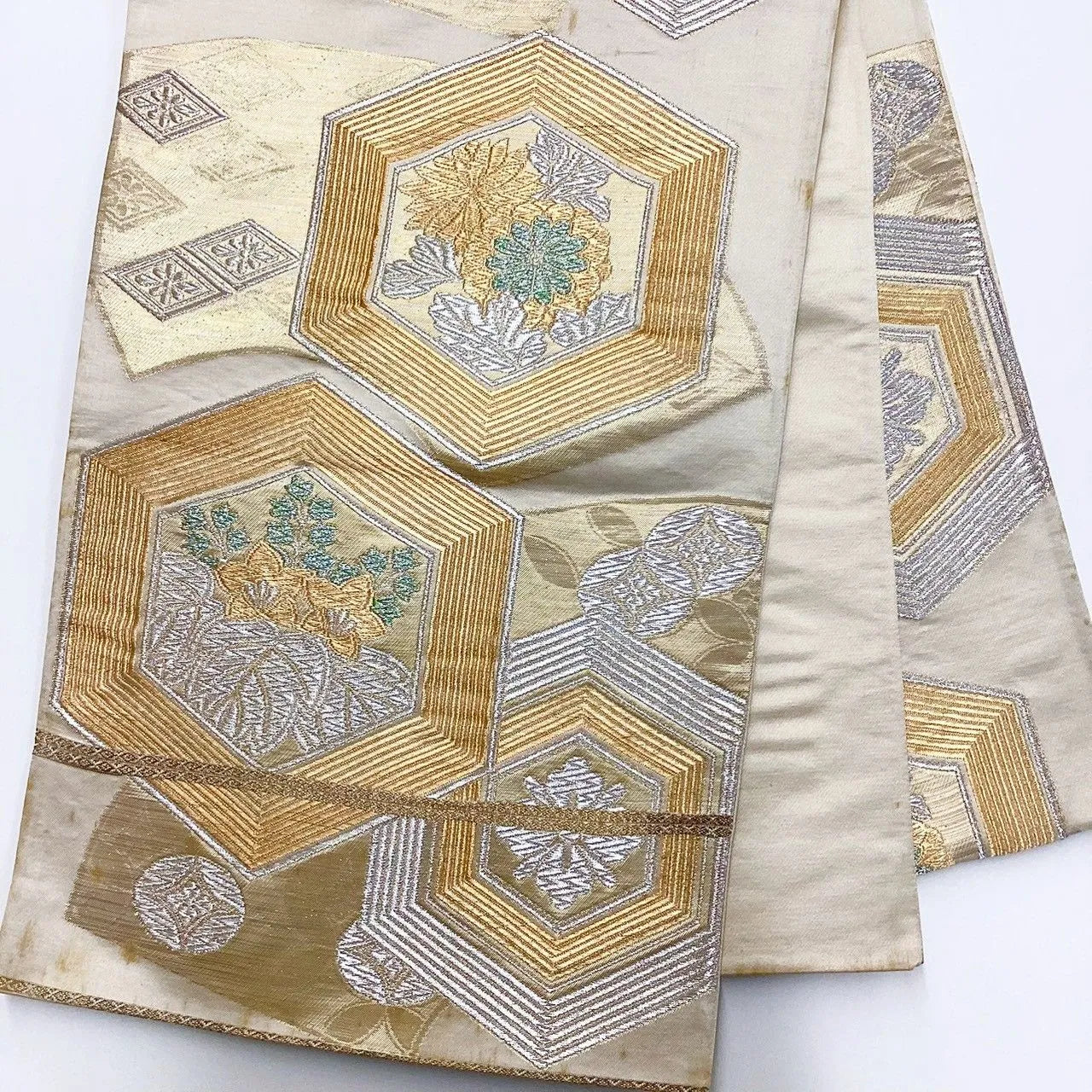 7007# Japanese Vintage Fukuro Obi Belt Kimono Fabric Silk Traditional