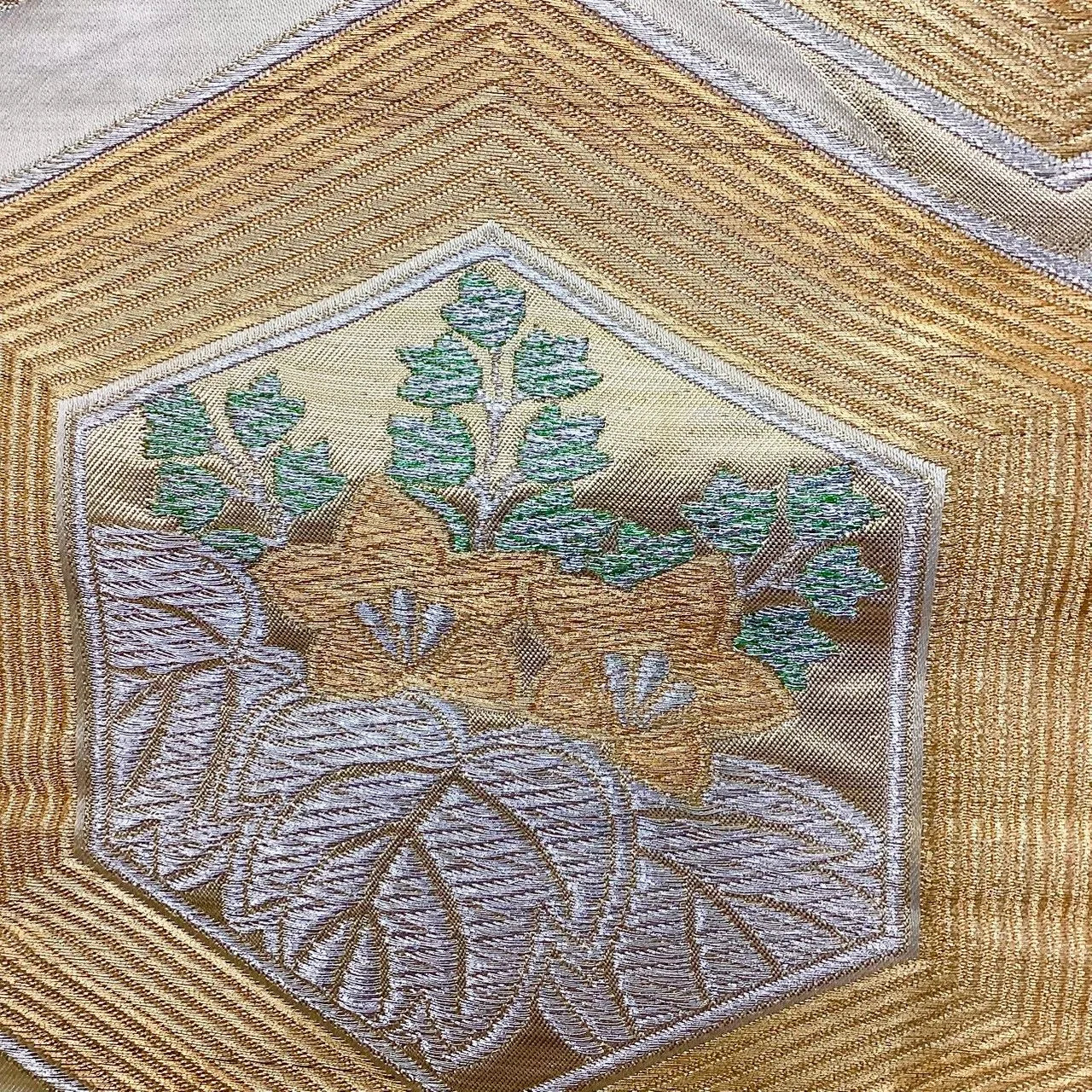 7007# Japanese Vintage Fukuro Obi Belt Kimono Fabric Silk Traditional