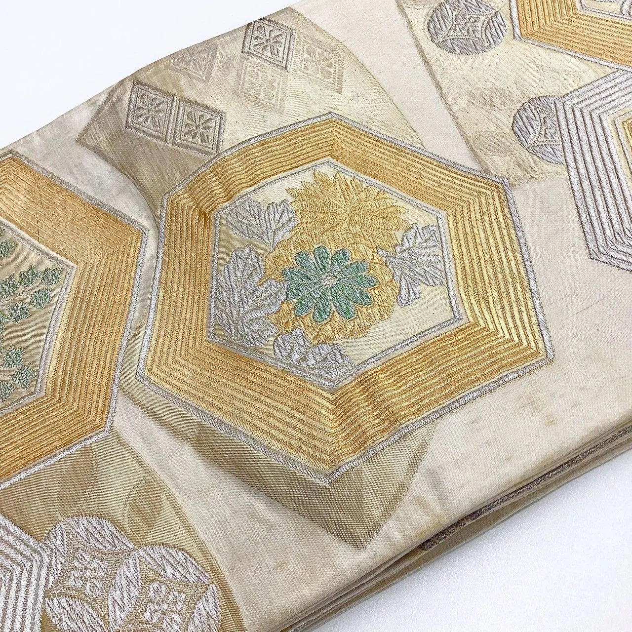 7007# Japanese Vintage Fukuro Obi Belt Kimono Fabric Silk Traditional