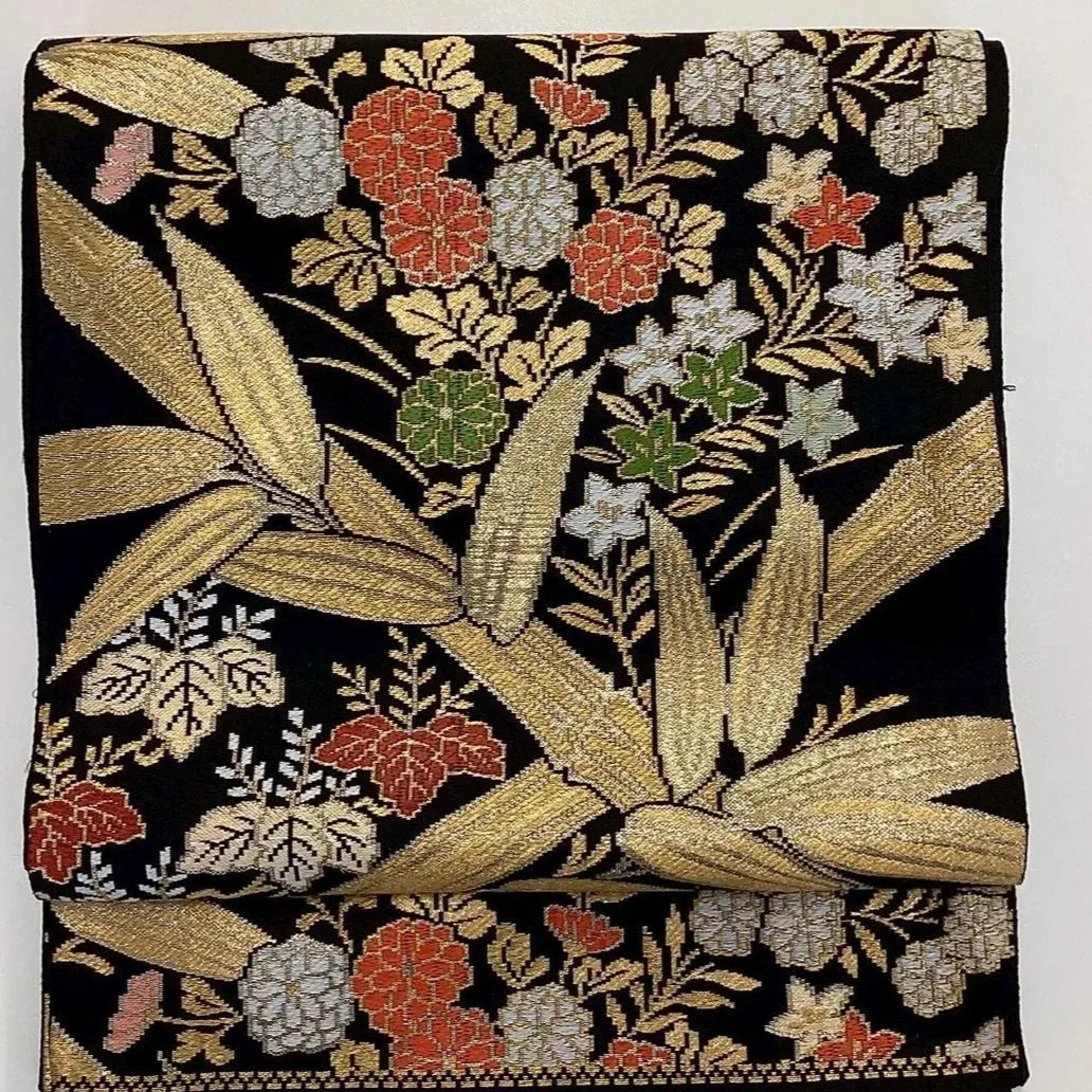 6992# Japanese Vintage Fukuro Obi Belt Kimono Fabric Silk Traditional Untailored