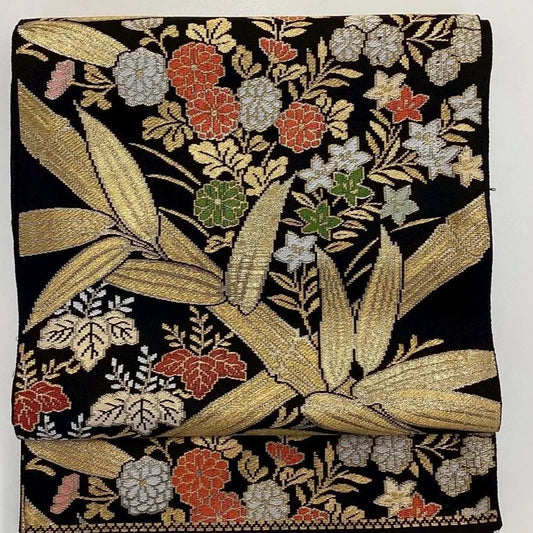 6992# Japanese Vintage Fukuro Obi Belt Kimono Fabric Silk Traditional Untailored