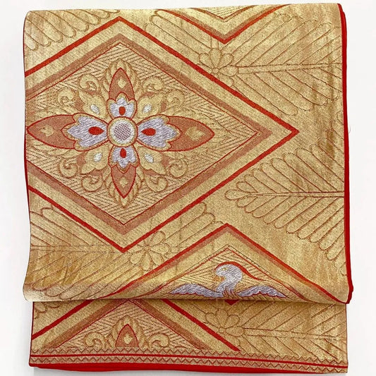 6993# Japanese Vintage Fukuro Obi Belt Kimono Fabric Silk Traditional Untailored