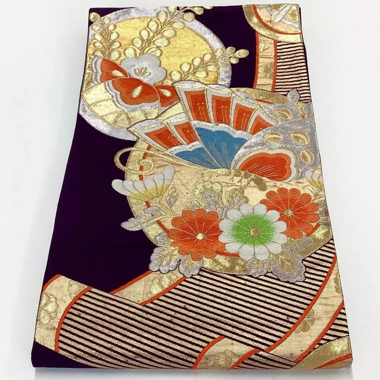 6996# Japanese Vintage Fukuro Obi Belt Kimono Fabric Silk Traditional