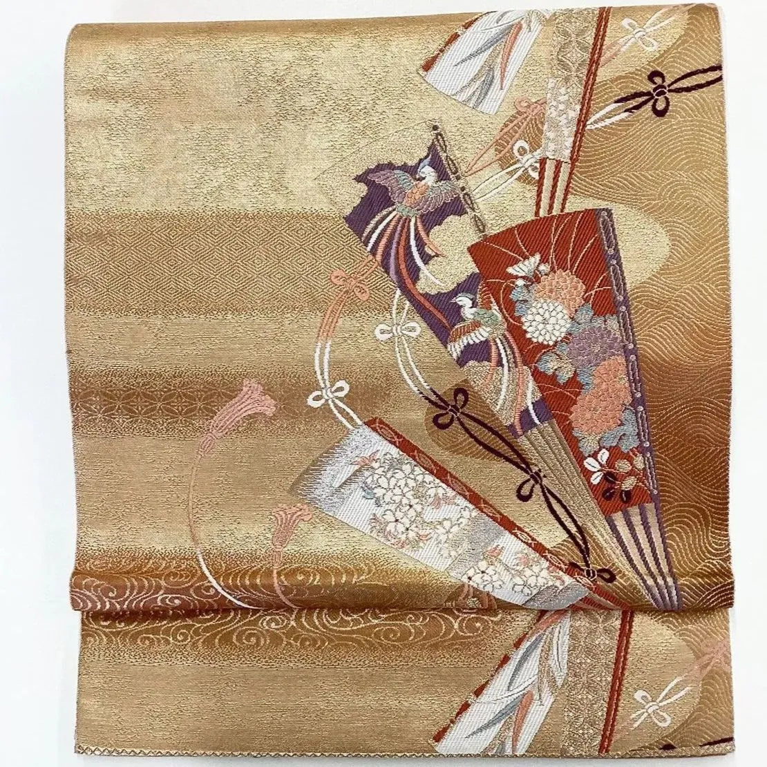 6999# Japanese Vintage Fukuro Obi Belt Kimono Fabric Silk Traditional