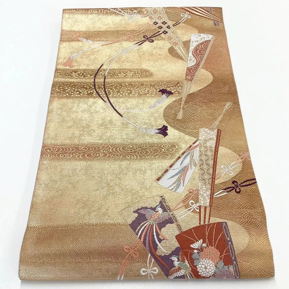 6999# Japanese Vintage Fukuro Obi Belt Kimono Fabric Silk Traditional