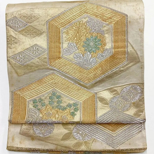 7007# Japanese Vintage Fukuro Obi Belt Kimono Fabric Silk Traditional