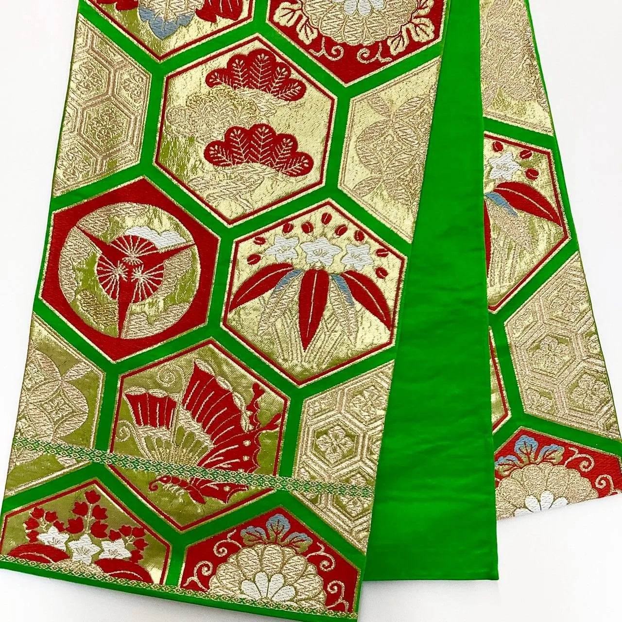 7011# Japanese Vintage Fukuro Obi Belt Kimono Fabric Silk Traditional