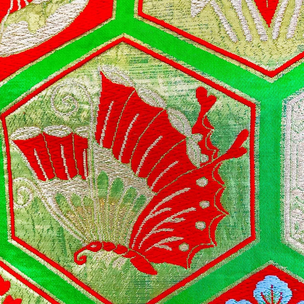 7011# Japanese Vintage Fukuro Obi Belt Kimono Fabric Silk Traditional