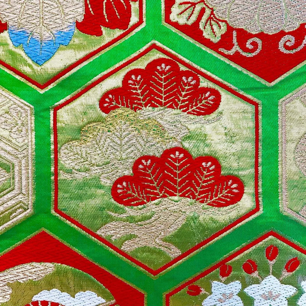 7011# Japanese Vintage Fukuro Obi Belt Kimono Fabric Silk Traditional