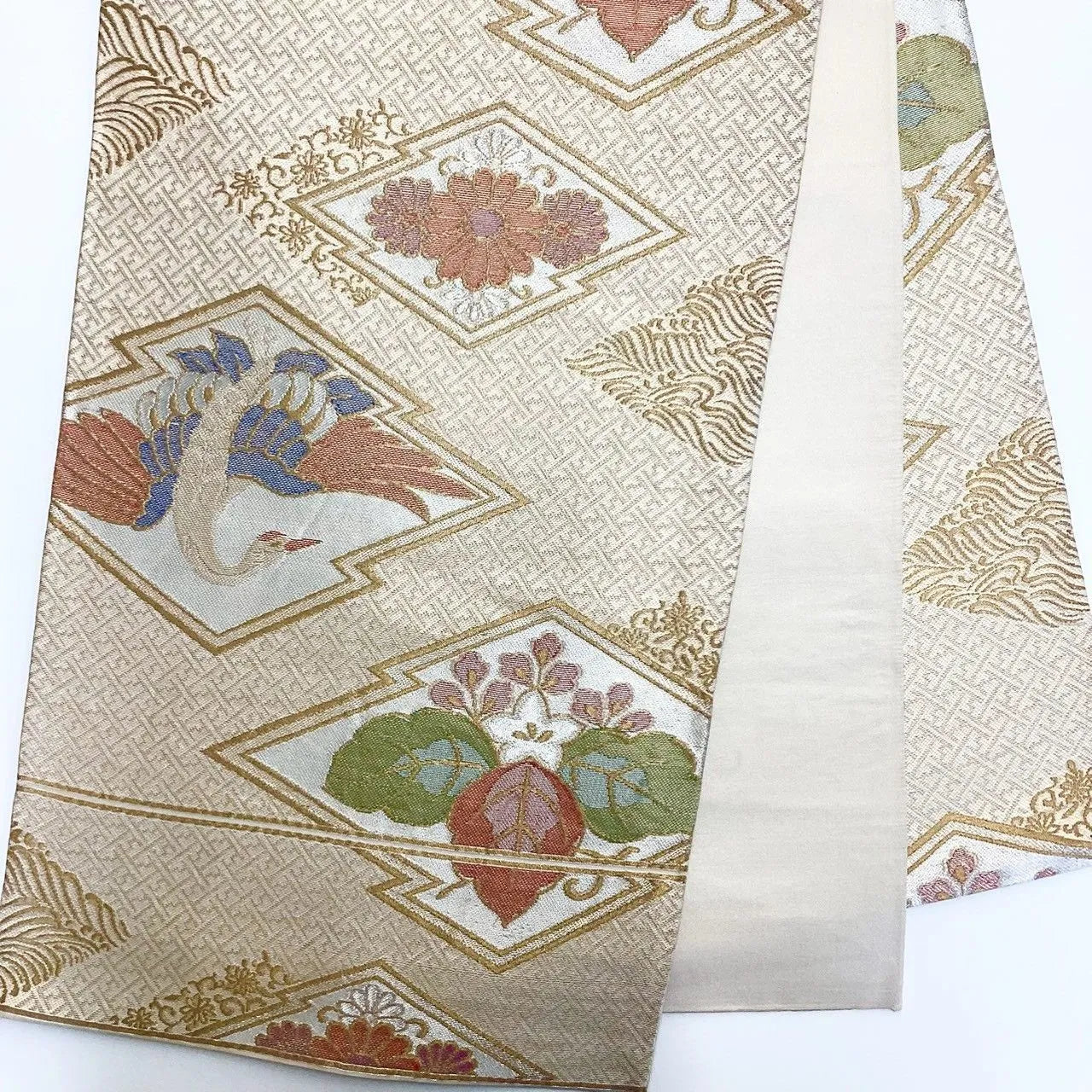 7012# Japanese Vintage Fukuro Obi Belt Kimono Fabric Silk Traditional Untailored