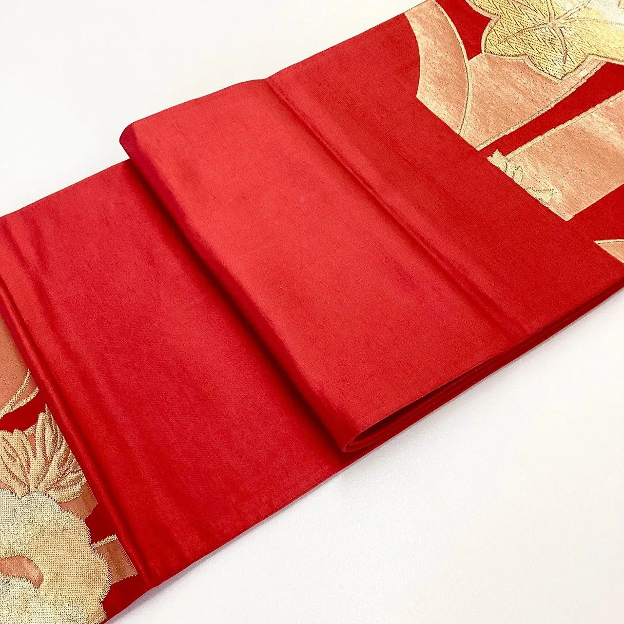 7013# Japanese Vintage Fukuro Obi Belt Kimono Fabric Silk Traditional Untailored