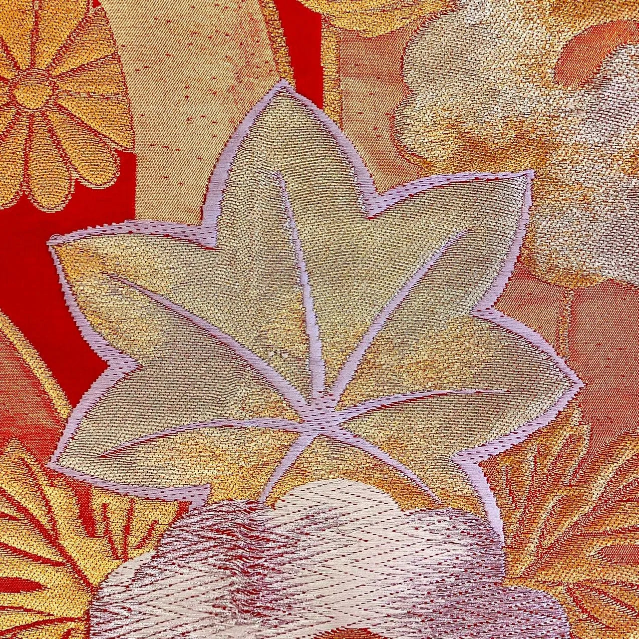 7013# Japanese Vintage Fukuro Obi Belt Kimono Fabric Silk Traditional Untailored