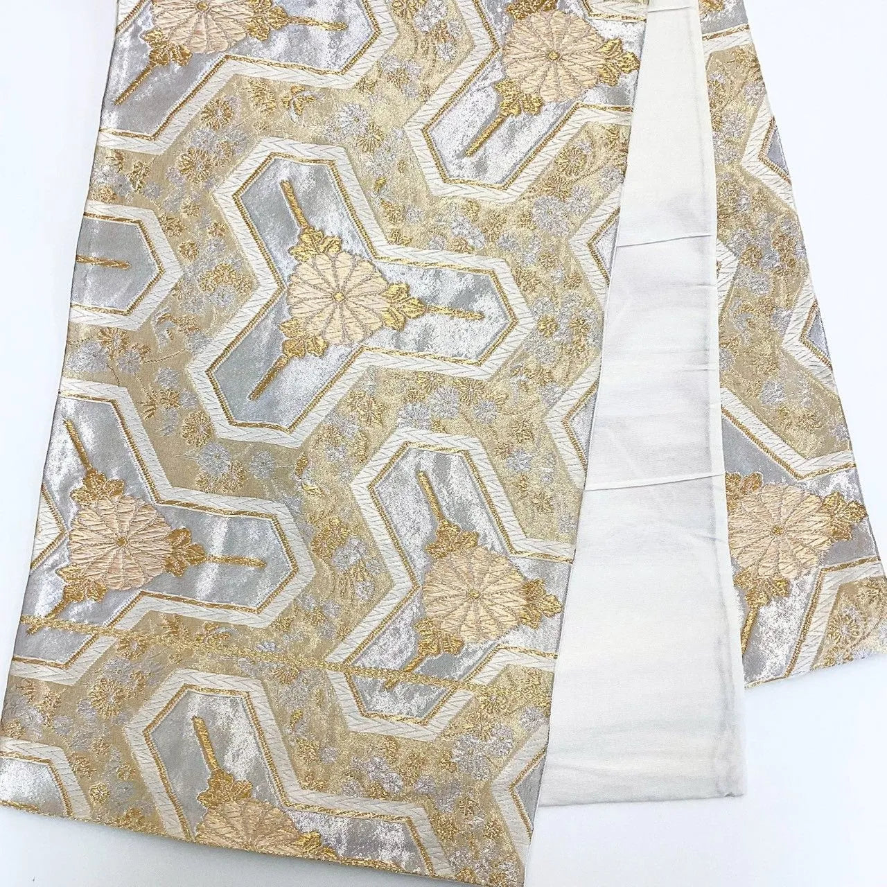 7016# Japanese Vintage Fukuro Obi Belt Kimono Fabric Silk Traditional