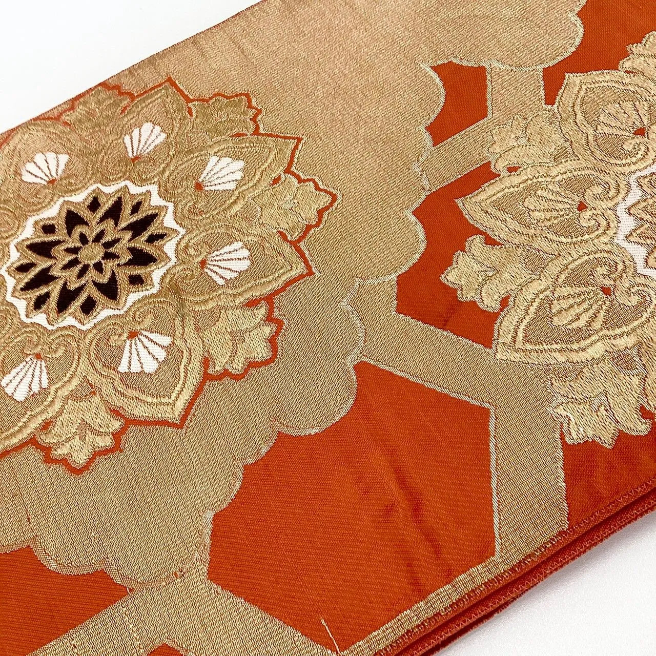 7018# Japanese Vintage Fukuro Obi Belt Kimono Fabric Silk Traditional