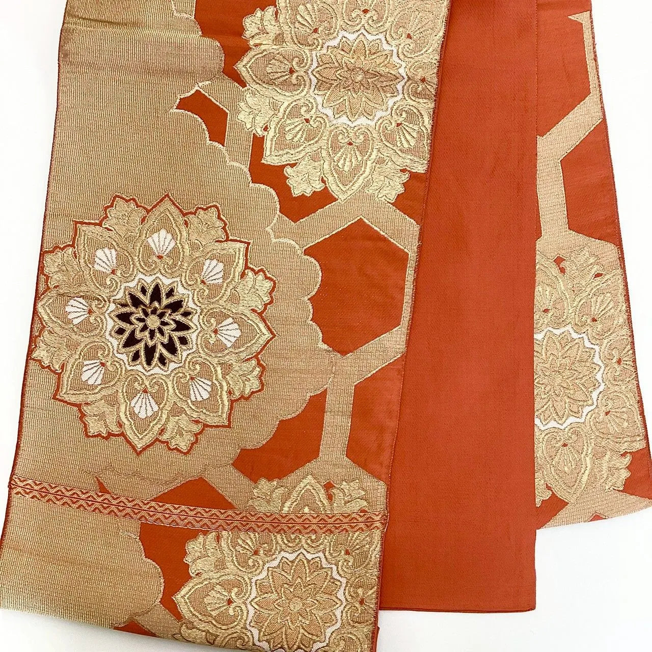 7018# Japanese Vintage Fukuro Obi Belt Kimono Fabric Silk Traditional