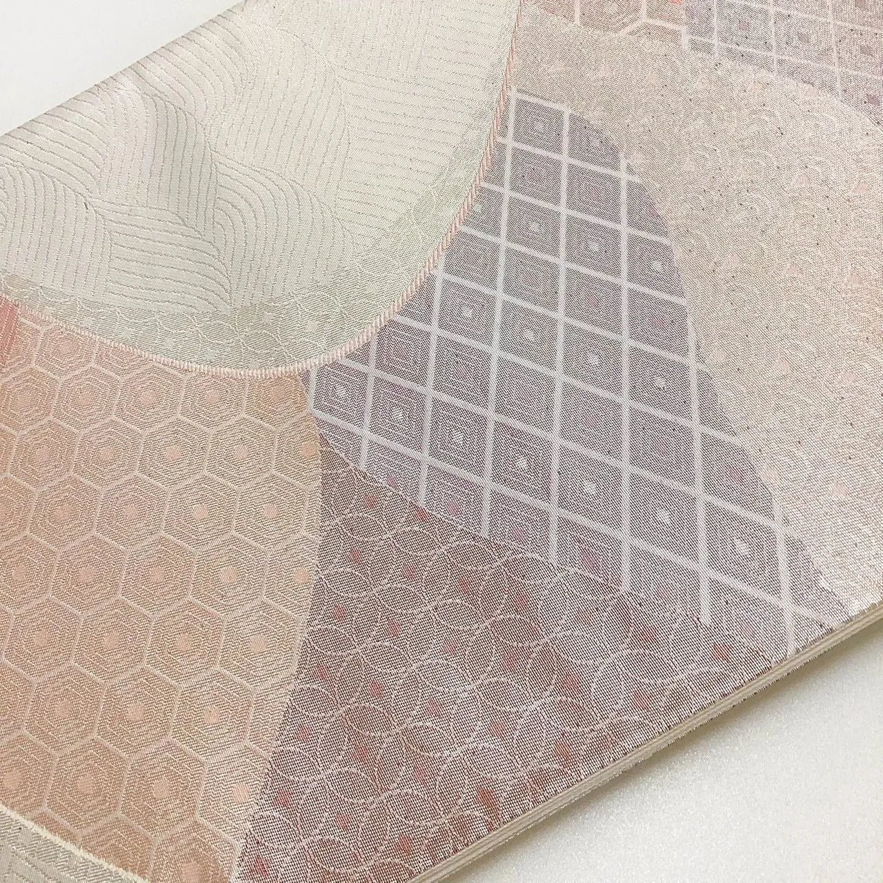 7019# Japanese Vintage Fukuro Obi Belt Kimono Fabric Silk Traditional Silver