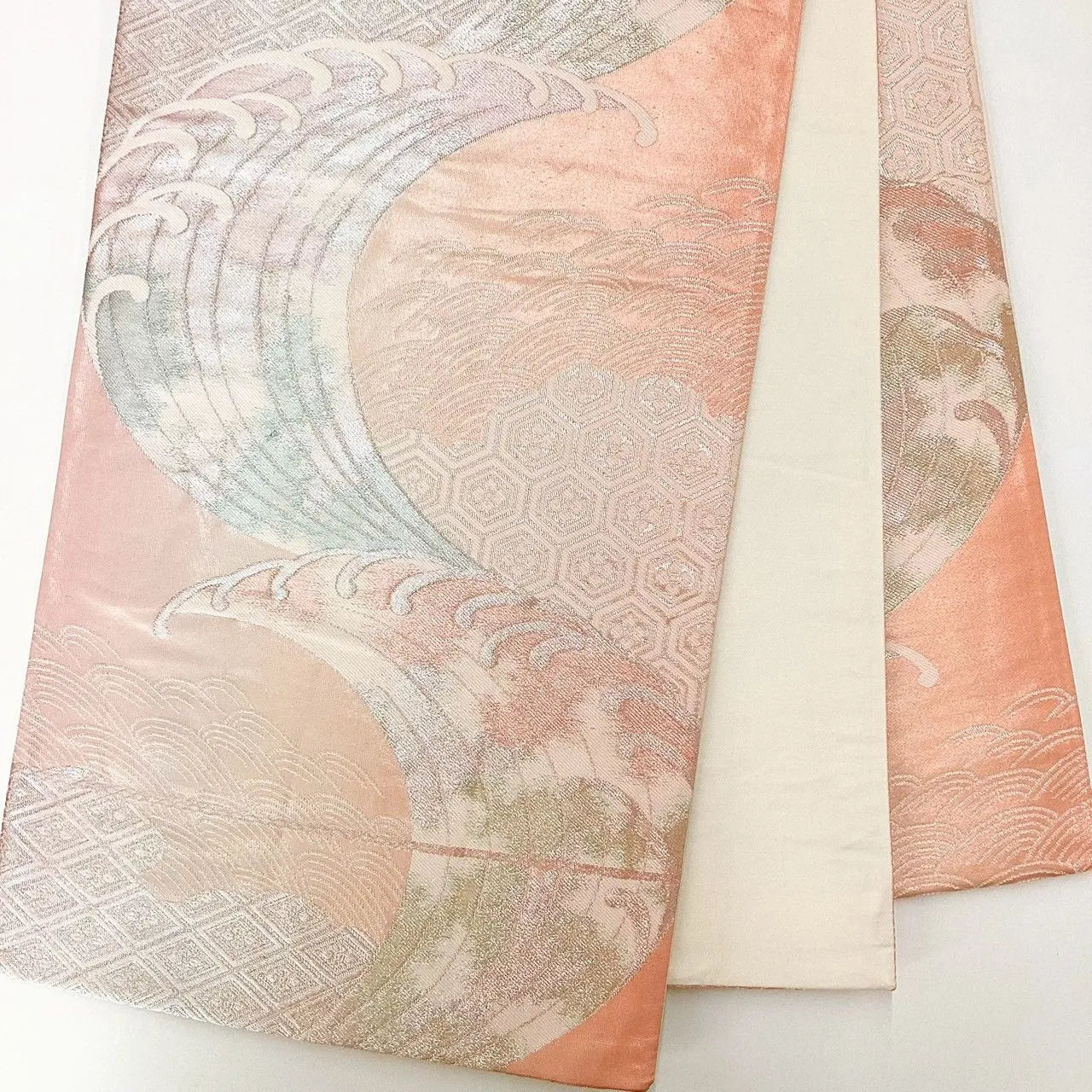 7021# Japanese Vintage Fukuro Obi Belt Kimono Fabric Silk Traditional