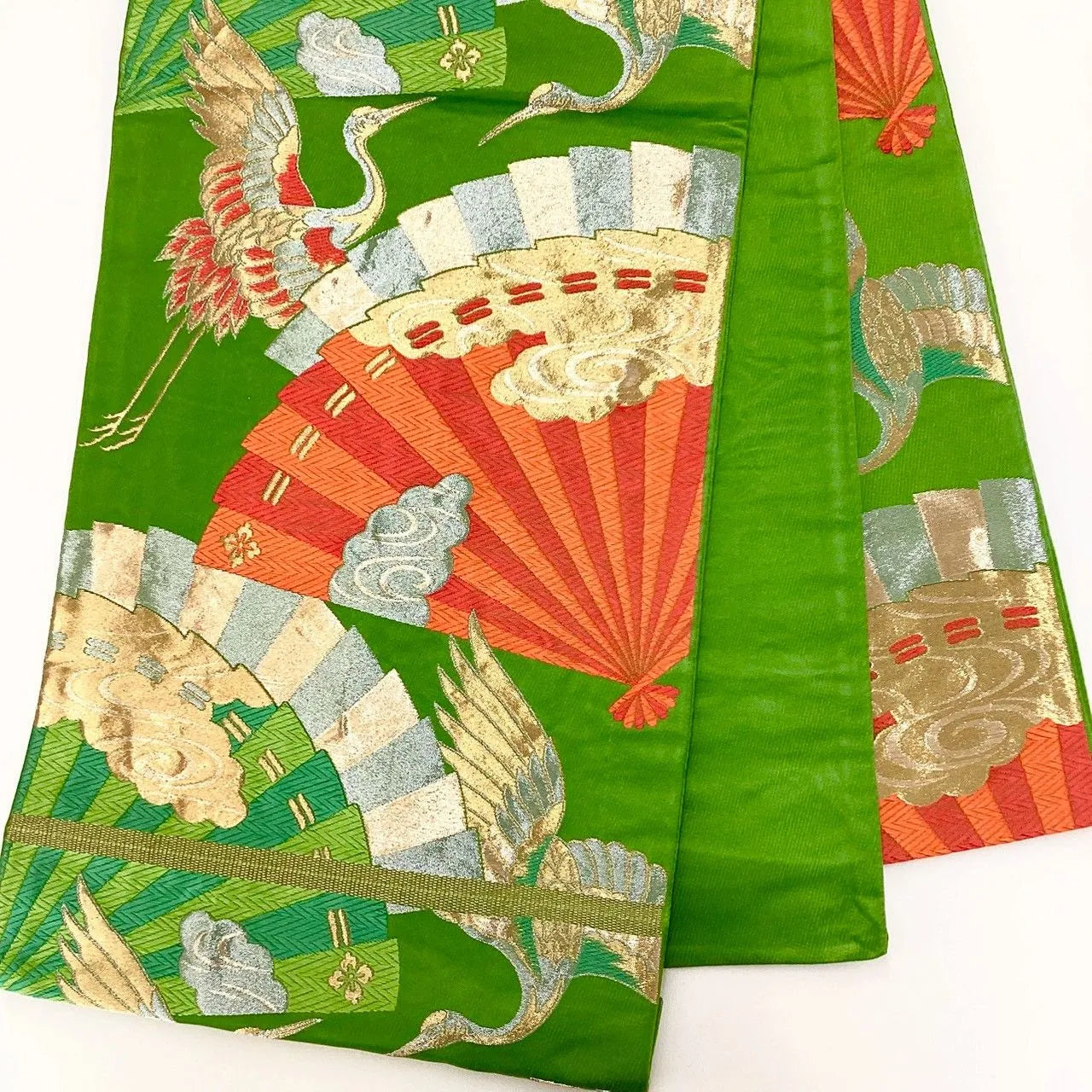 7022# Japanese Vintage Fukuro Obi Belt Kimono Fabric Silk Traditional Untailored