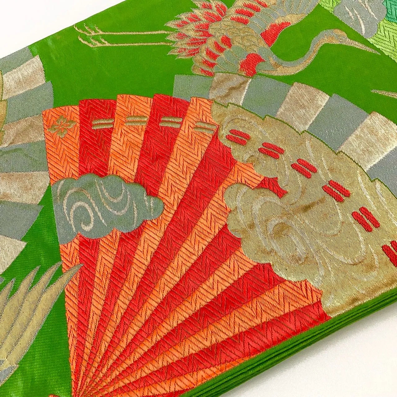 7022# Japanese Vintage Fukuro Obi Belt Kimono Fabric Silk Traditional Untailored