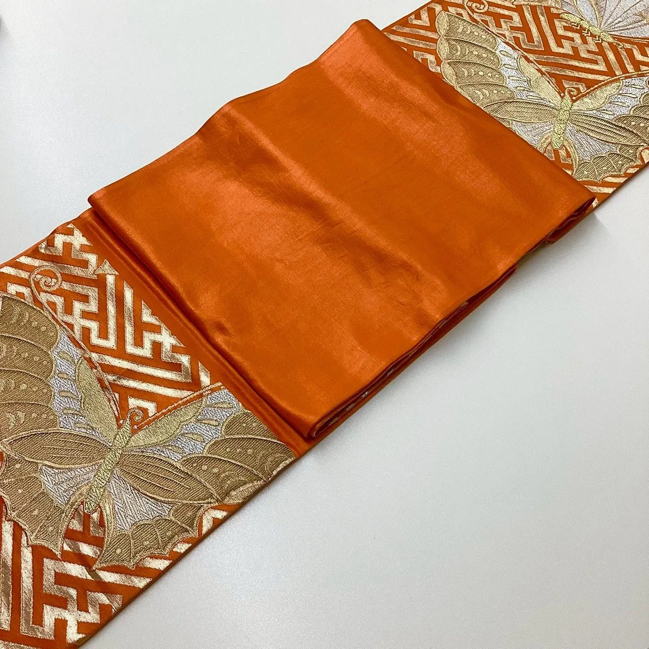 7023# Japanese Vintage Fukuro Obi Belt Kimono Fabric Silk Traditional Untailored