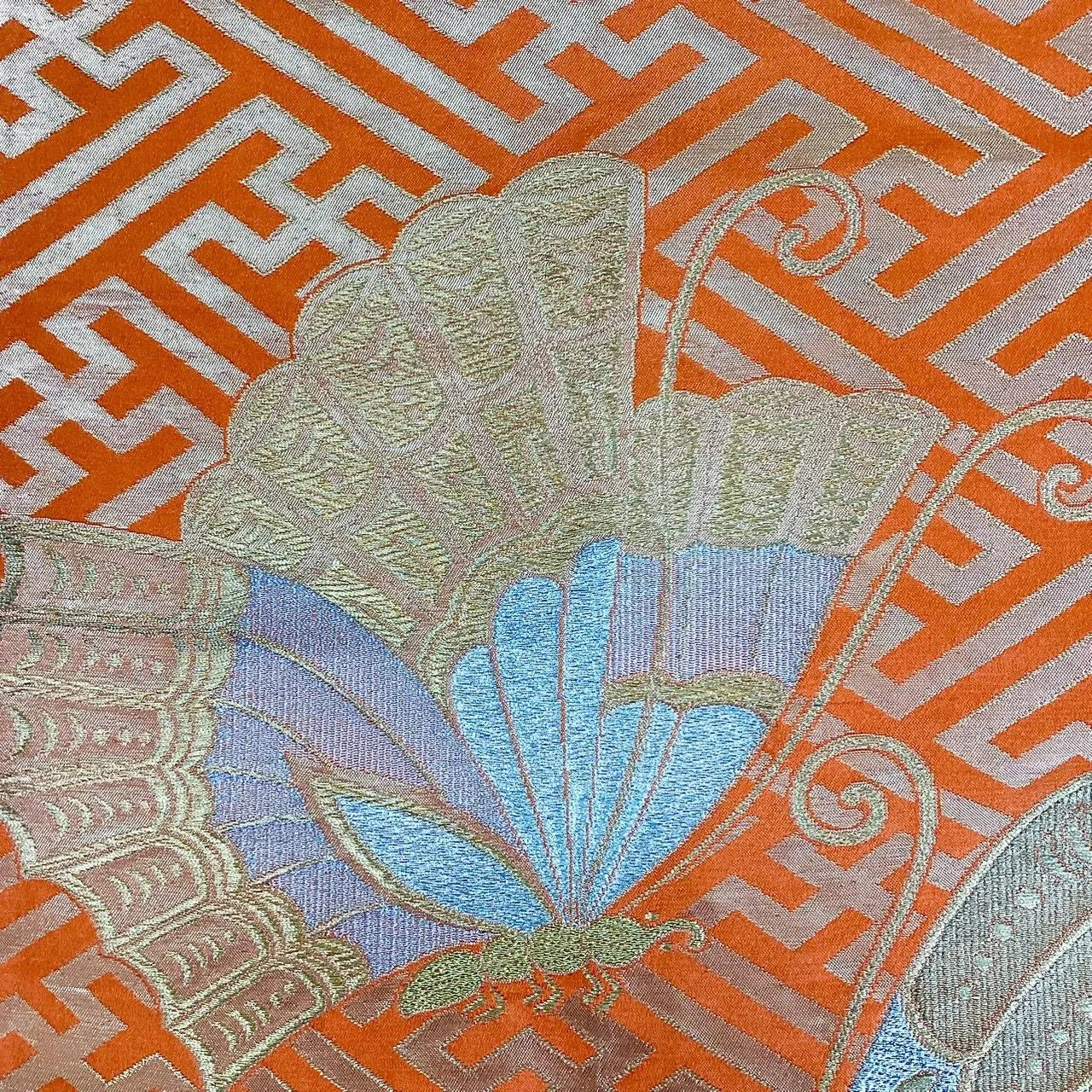 7023# Japanese Vintage Fukuro Obi Belt Kimono Fabric Silk Traditional Untailored