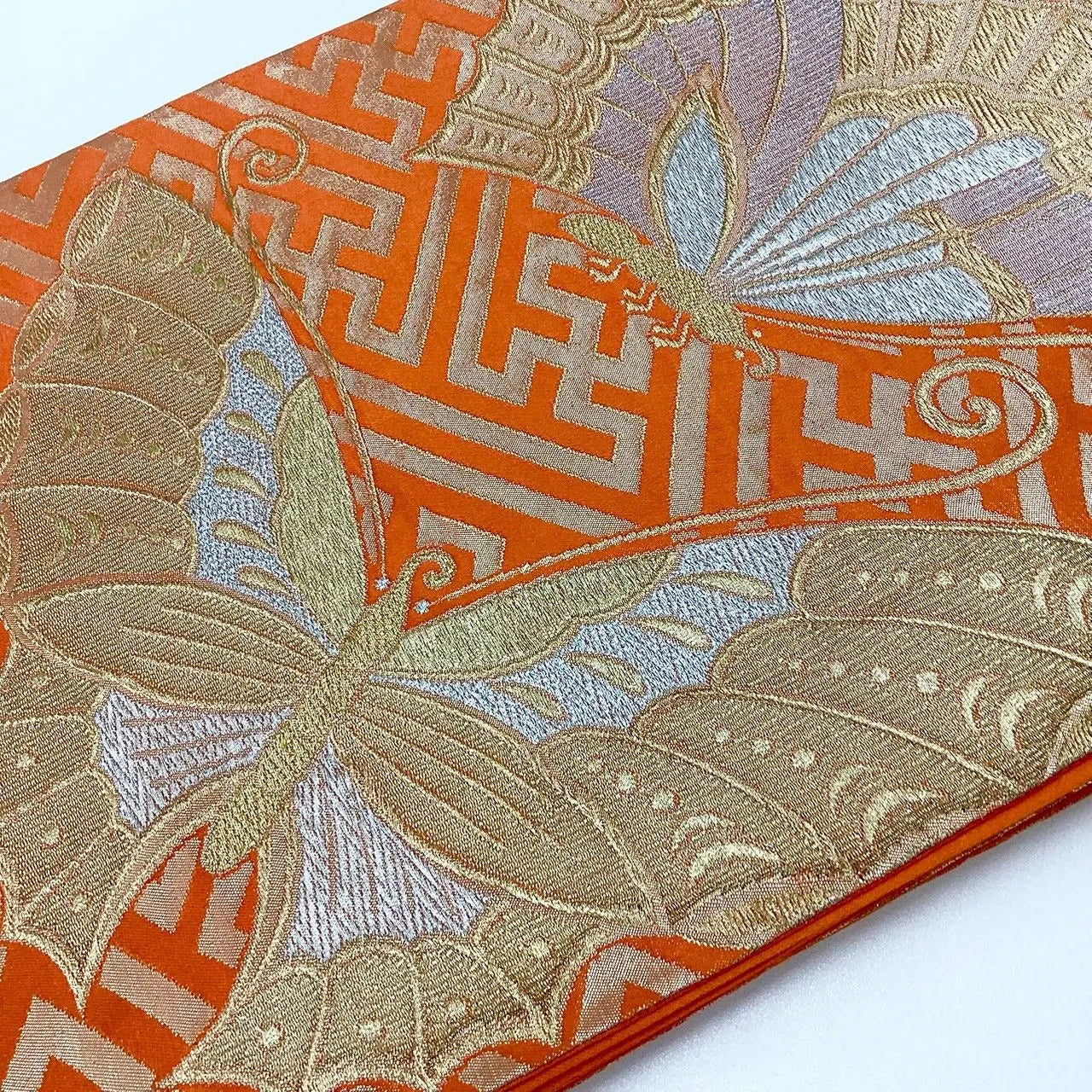 7023# Japanese Vintage Fukuro Obi Belt Kimono Fabric Silk Traditional Untailored