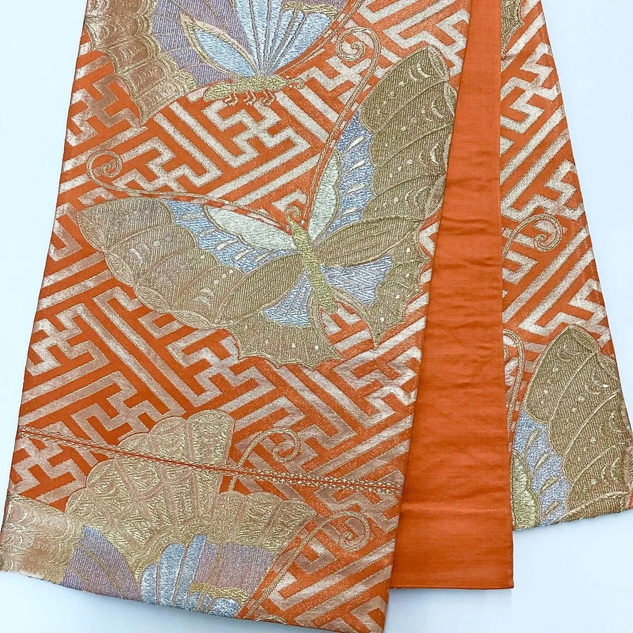 7023# Japanese Vintage Fukuro Obi Belt Kimono Fabric Silk Traditional Untailored