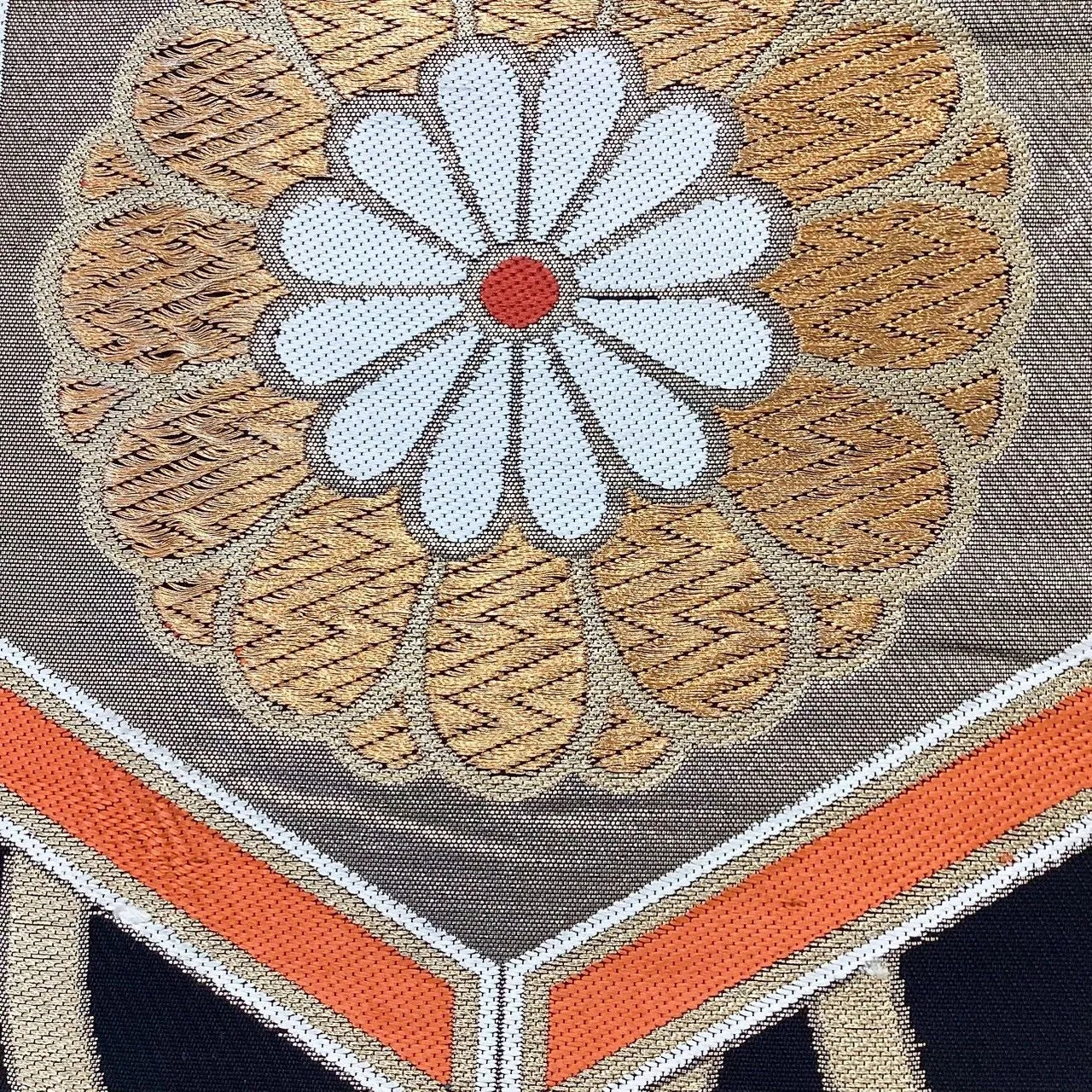 7025# Japanese Vintage Fukuro Obi Belt Kimono Fabric Silk Traditional Black