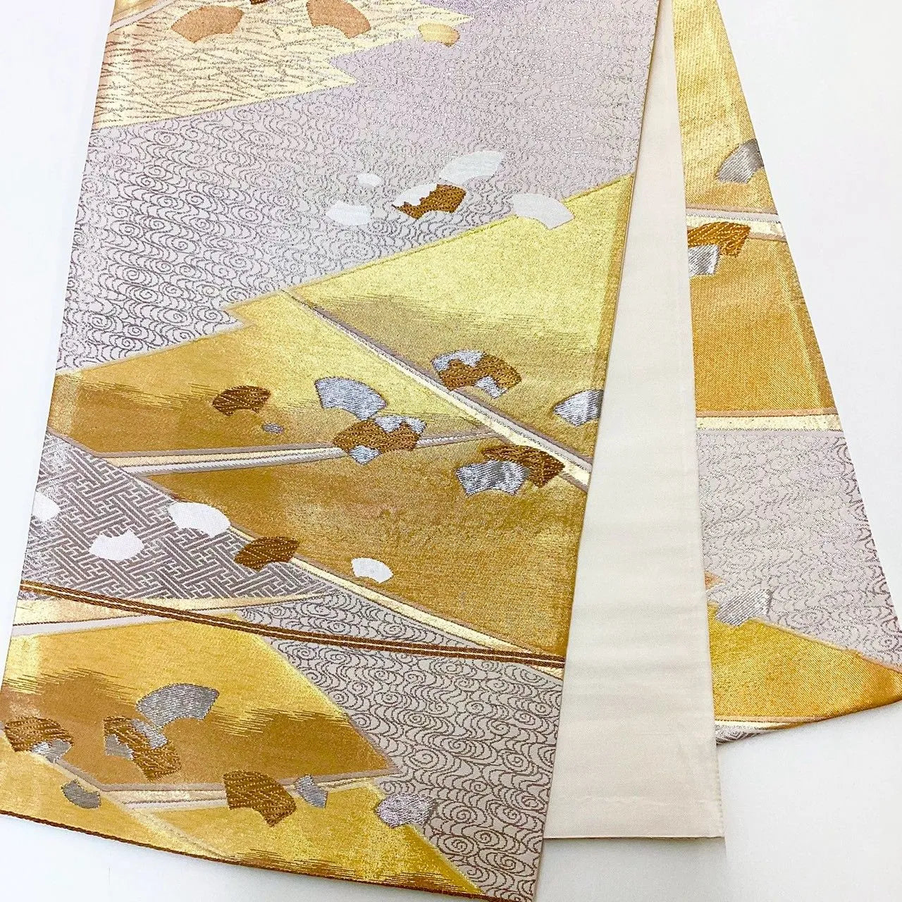 7026# Japanese Vintage Fukuro Obi Belt Kimono Fabric Silk Traditional