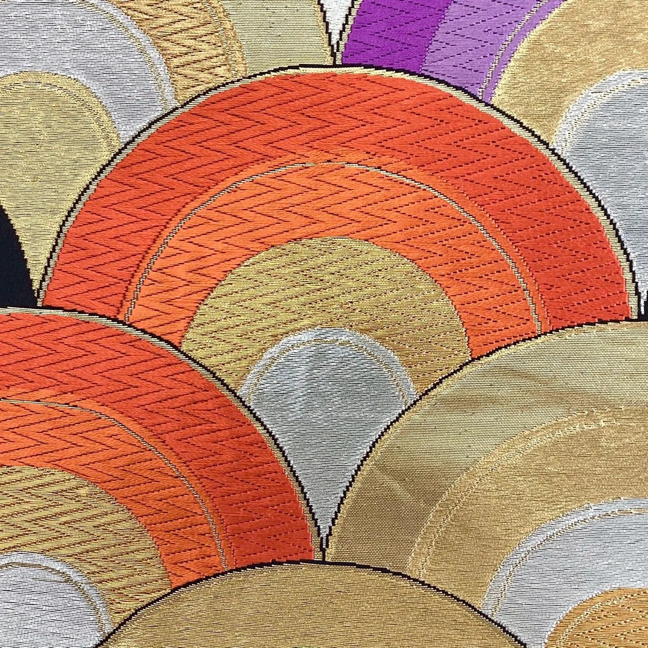 7028# Japanese Vintage Fukuro Obi Belt Kimono Fabric Silk Traditional Black