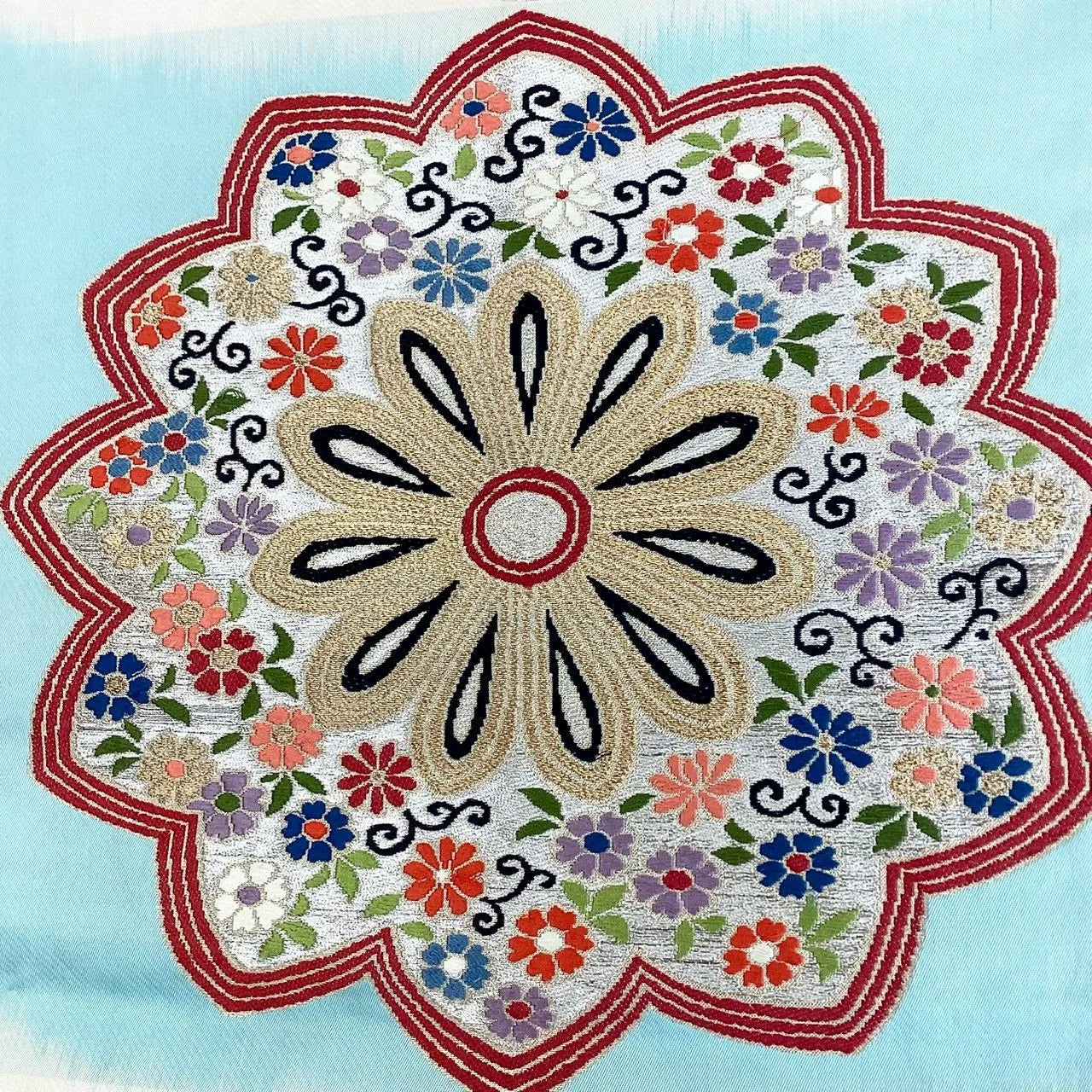 7029# Japanese Vintage Fukuro Obi Belt Kimono Fabric Silk Traditional