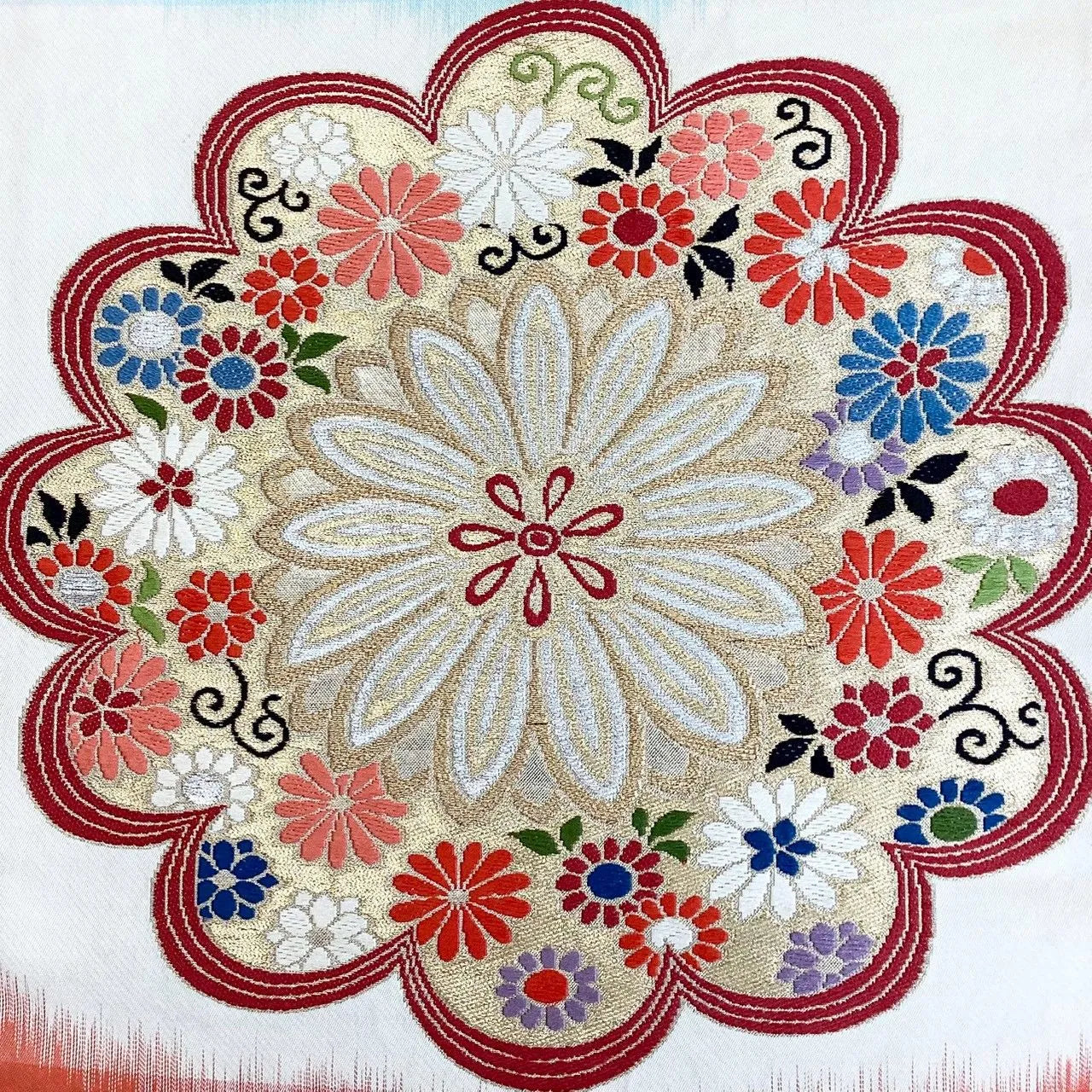 7029# Japanese Vintage Fukuro Obi Belt Kimono Fabric Silk Traditional