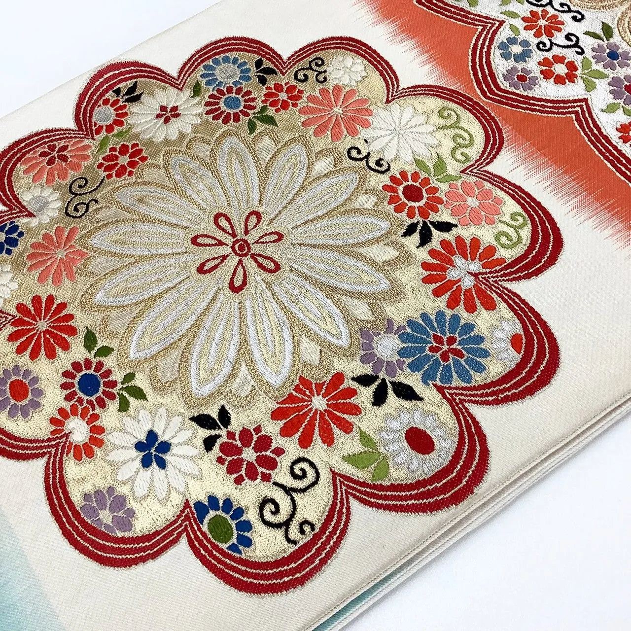 7029# Japanese Vintage Fukuro Obi Belt Kimono Fabric Silk Traditional