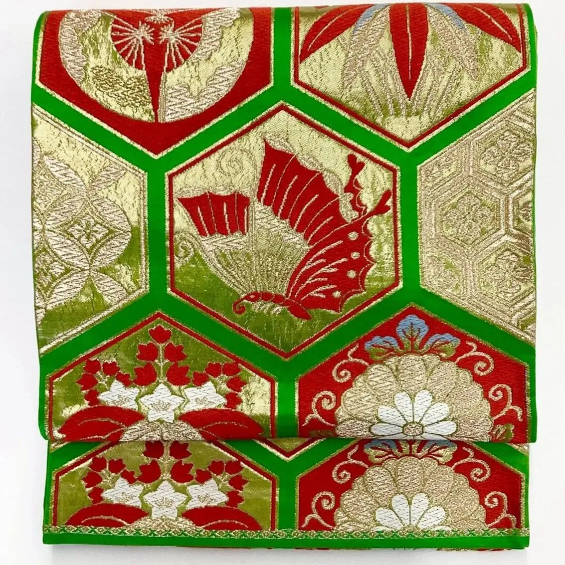 7011# Japanese Vintage Fukuro Obi Belt Kimono Fabric Silk Traditional