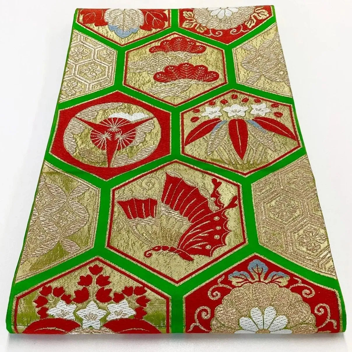 7011# Japanese Vintage Fukuro Obi Belt Kimono Fabric Silk Traditional