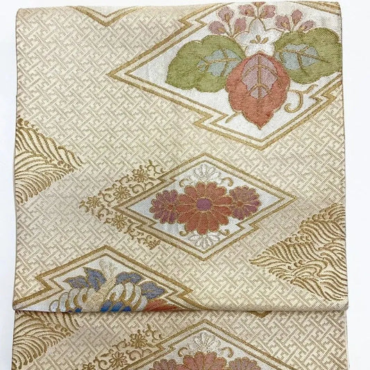 7012# Japanese Vintage Fukuro Obi Belt Kimono Fabric Silk Traditional Untailored