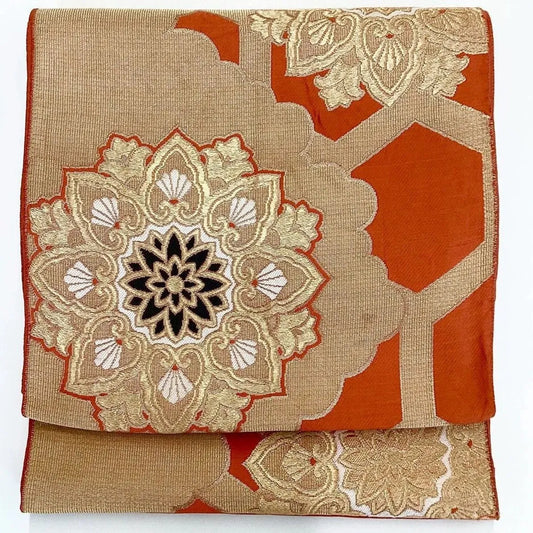 7018# Japanese Vintage Fukuro Obi Belt Kimono Fabric Silk Traditional