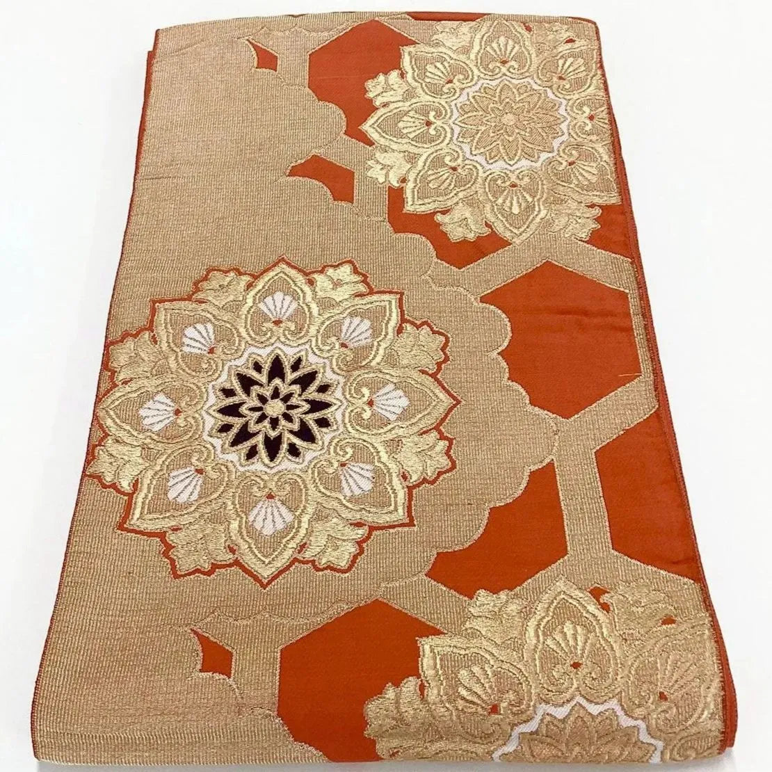 7018# Japanese Vintage Fukuro Obi Belt Kimono Fabric Silk Traditional