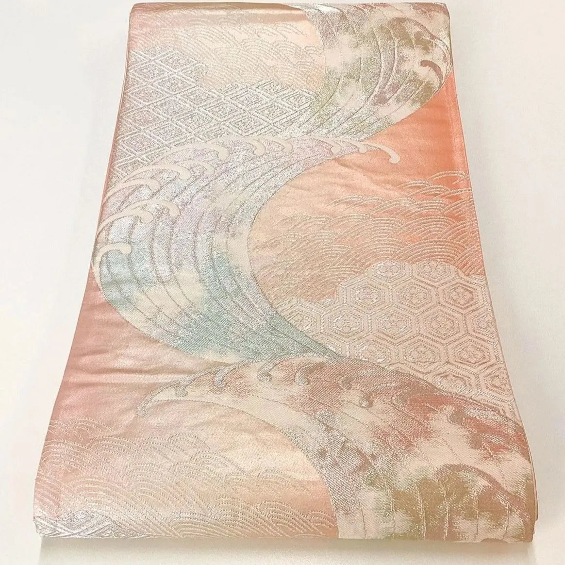 7021# Japanese Vintage Fukuro Obi Belt Kimono Fabric Silk Traditional