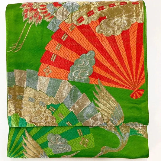 7022# Japanese Vintage Fukuro Obi Belt Kimono Fabric Silk Traditional Untailored